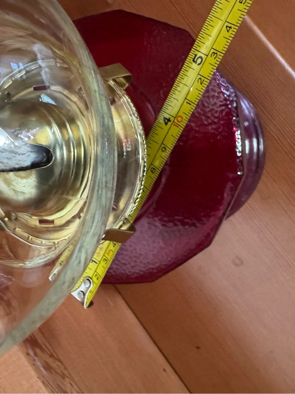 VTG Homesteader Red Glass flash technique Accent Oil Lamp New Brass Color parts